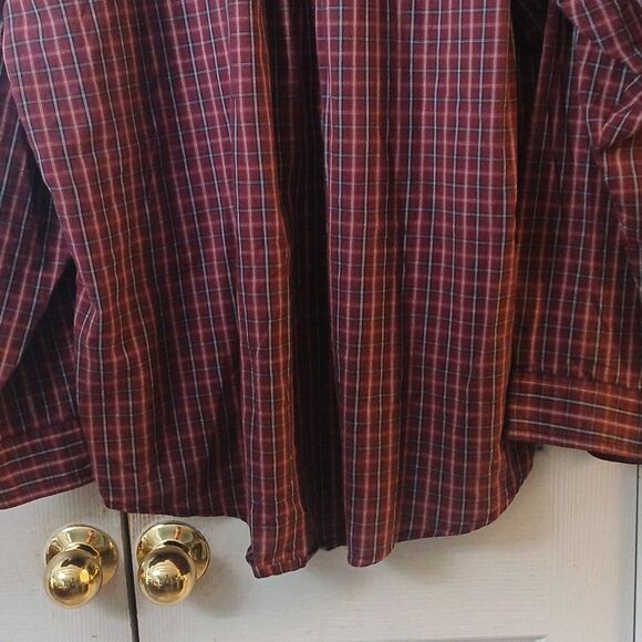 Wrangler Rugger wear burgundy & black plaid long sleeve button down shirt Sz XL - Picture 6 of 8